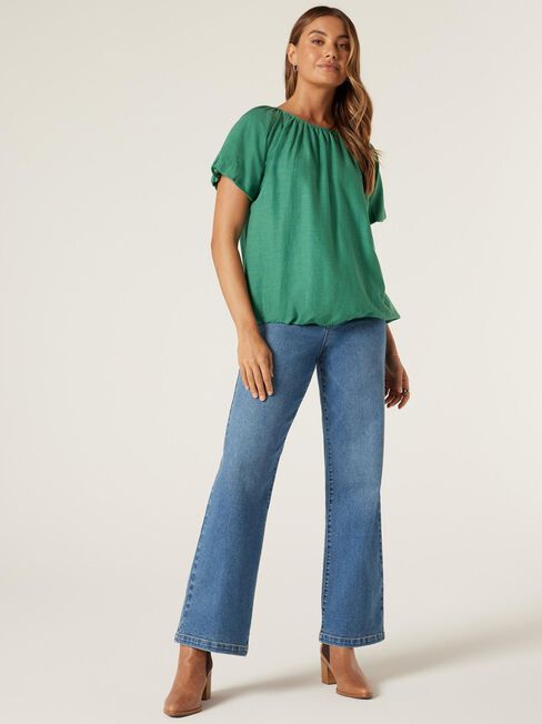 Hazel Puff Slv Top, Green Primrose, hi-res