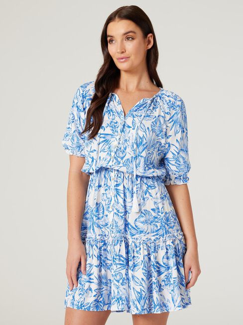 Camilla Dress, Blue Botanical, hi-res
