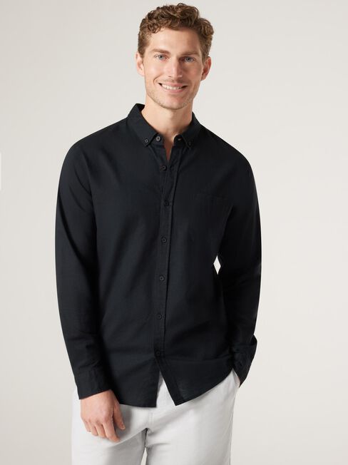 Brody Textured Long Sleeve Shirt, Black, hi-res