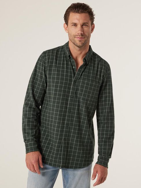 Jeremy Brushed Long Sleeve Shirt, Green Multi, hi-res