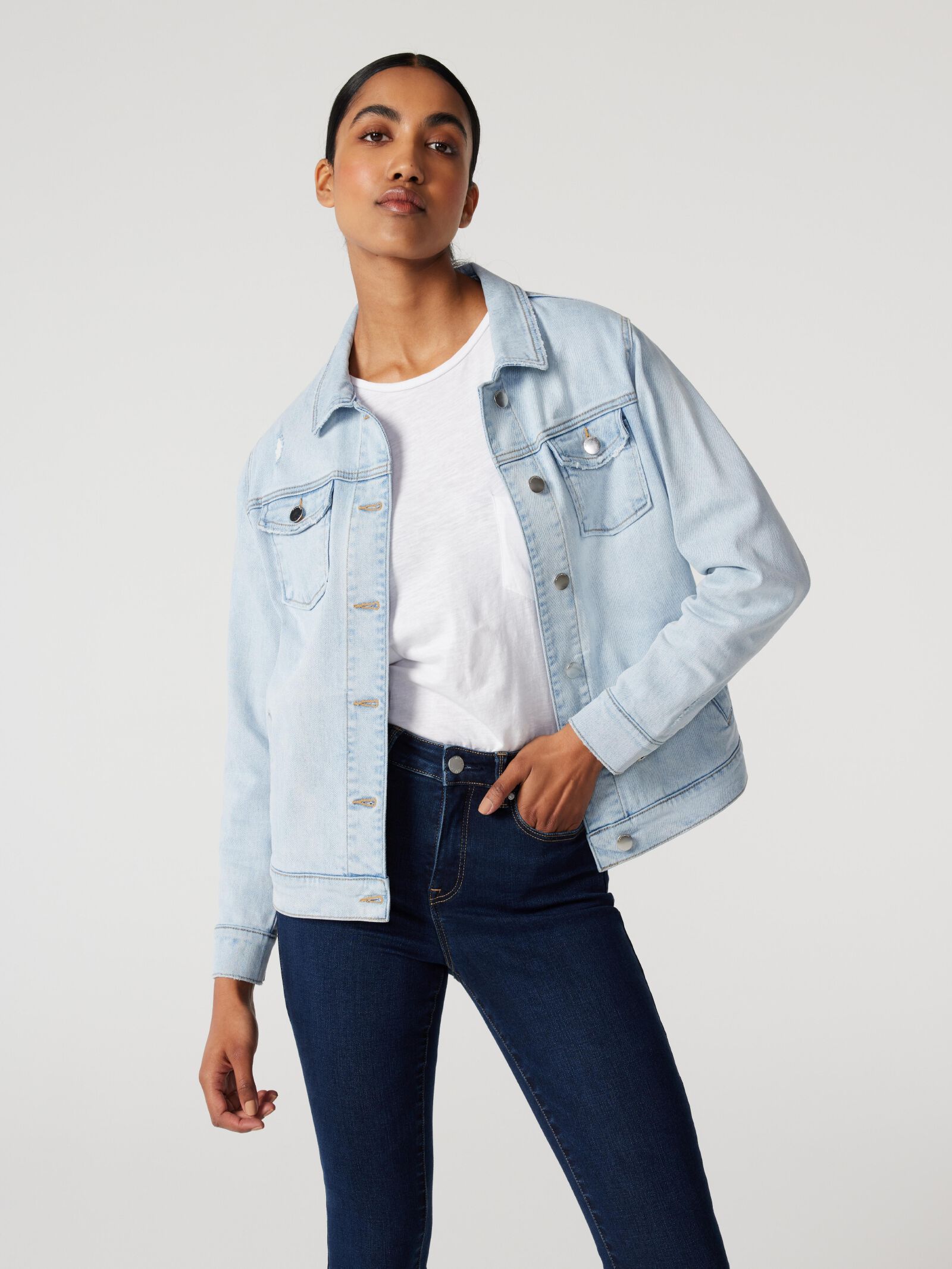 Levi's® Distressed Ex-Boyfriend Denim Trucker Jacket | Dillard's