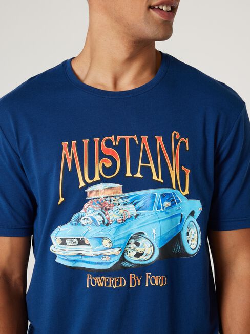 SS Ford Mustang Print Crew Tee, White, hi-res