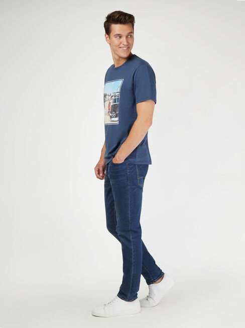 SS VW Surf Print Crew Tee, Blue, hi-res