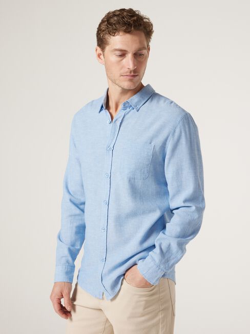 Brody Textured Long Sleeve Shirt, Blue, hi-res