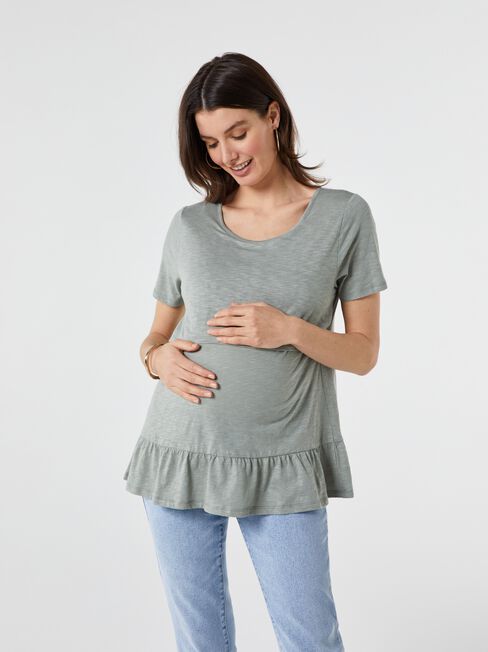 Millie Fitted Nursing Maternity Top, Green, hi-res