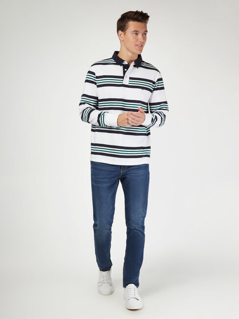LS Travis Stripe Rugby Polo, Blue, hi-res