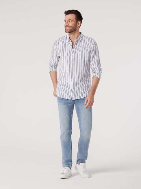 LS Hank Stripe Linen Shirt, White, hi-res
