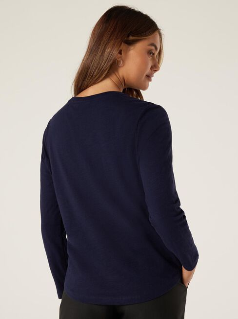 Essential Long Sleeve Crew Neck, French Navy, hi-res