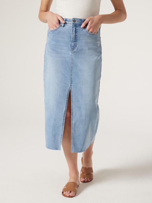 Missy Denim Midi Skirt, Blue, hi-res