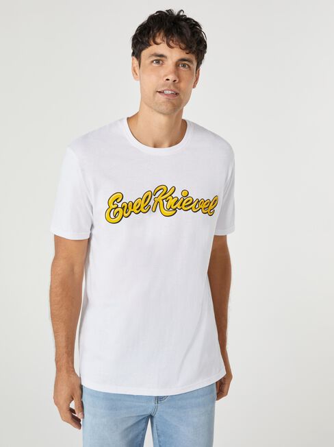 SS Evel Knievel Classic Print Crew Tee, White, hi-res