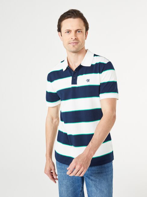 SS Terry Stripe Jersey Polo | Jeanswest