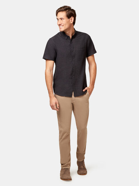 Brando Short Sleeve Textured Shirt, Black, hi-res
