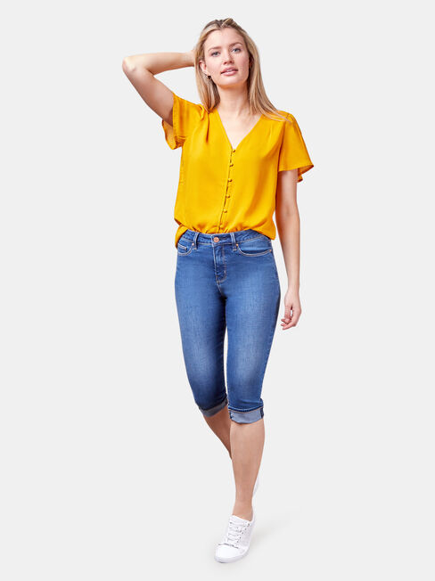 Tasha Button Down Shirt, Yellow, hi-res