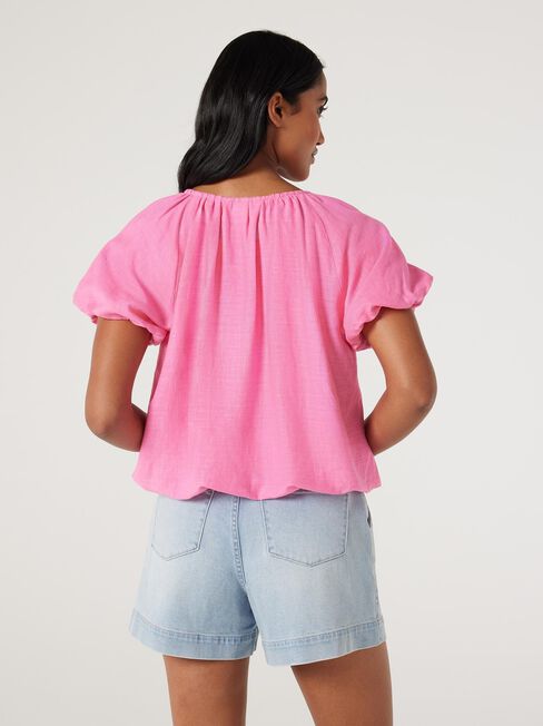 Tabby Puff Sleeve Top, Pink, hi-res