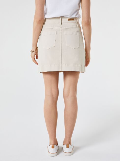 Bella A-Line Denim Skirt, White, hi-res