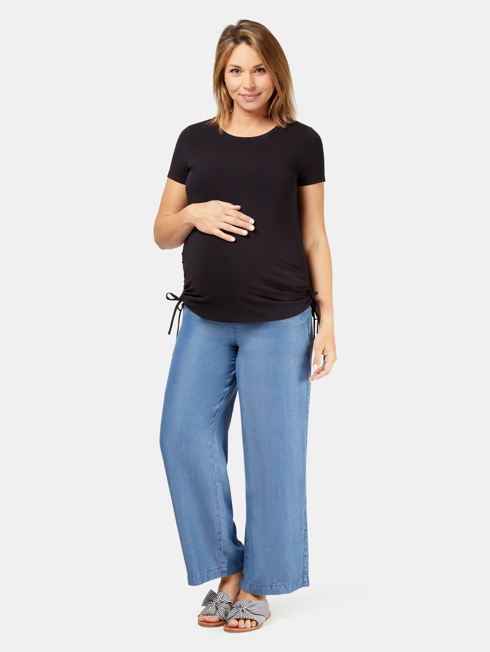 High Waisted Maternity Casual Pants - Blue