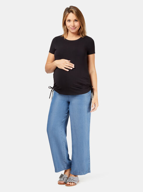 Alana Chambray Maternity Pants, Blue, hi-res