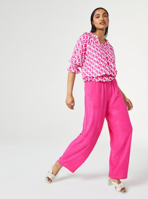 Dixie Tie Neck Blouse, Pink, hi-res