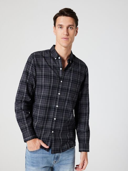 LS Aldo Brushed Check Shirt, Black Multi, hi-res