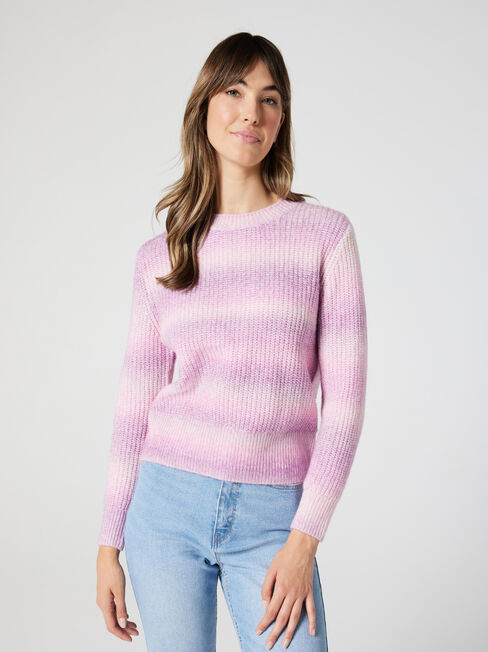 Kate Space Dye Pullover Knit, Pink Space Dye, hi-res