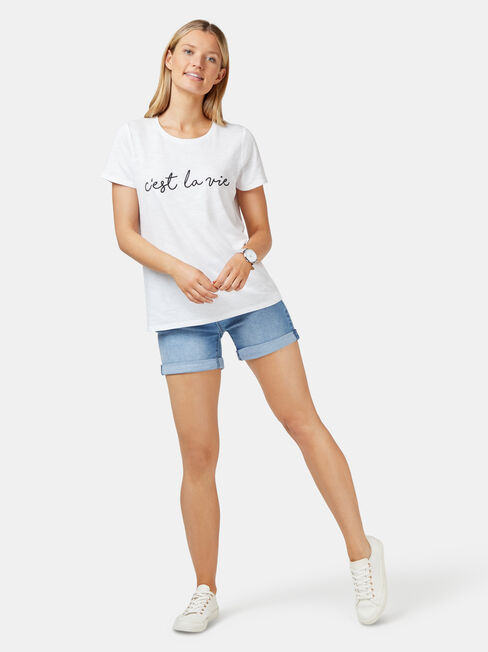 Cest La Vie Slogan Tee, White, hi-res