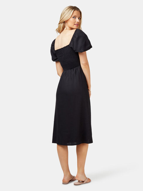 Reese Shirred Bust Dress, Black, hi-res