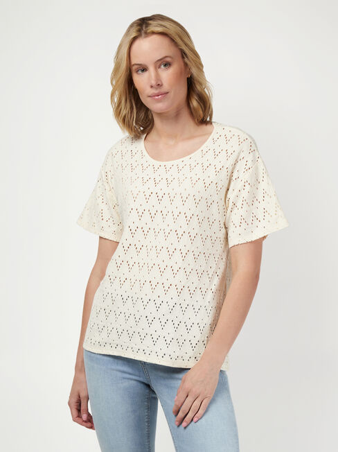 Alexa Cotton Tee, Brown, hi-res