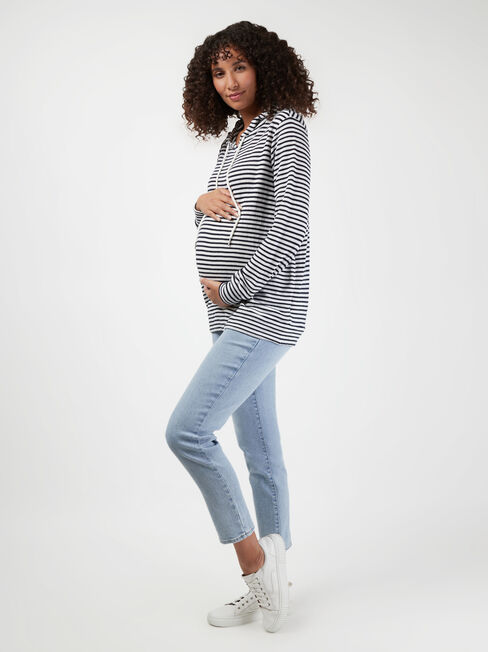 Carrie Side Zip Maternity Hoodie, Stripe, hi-res