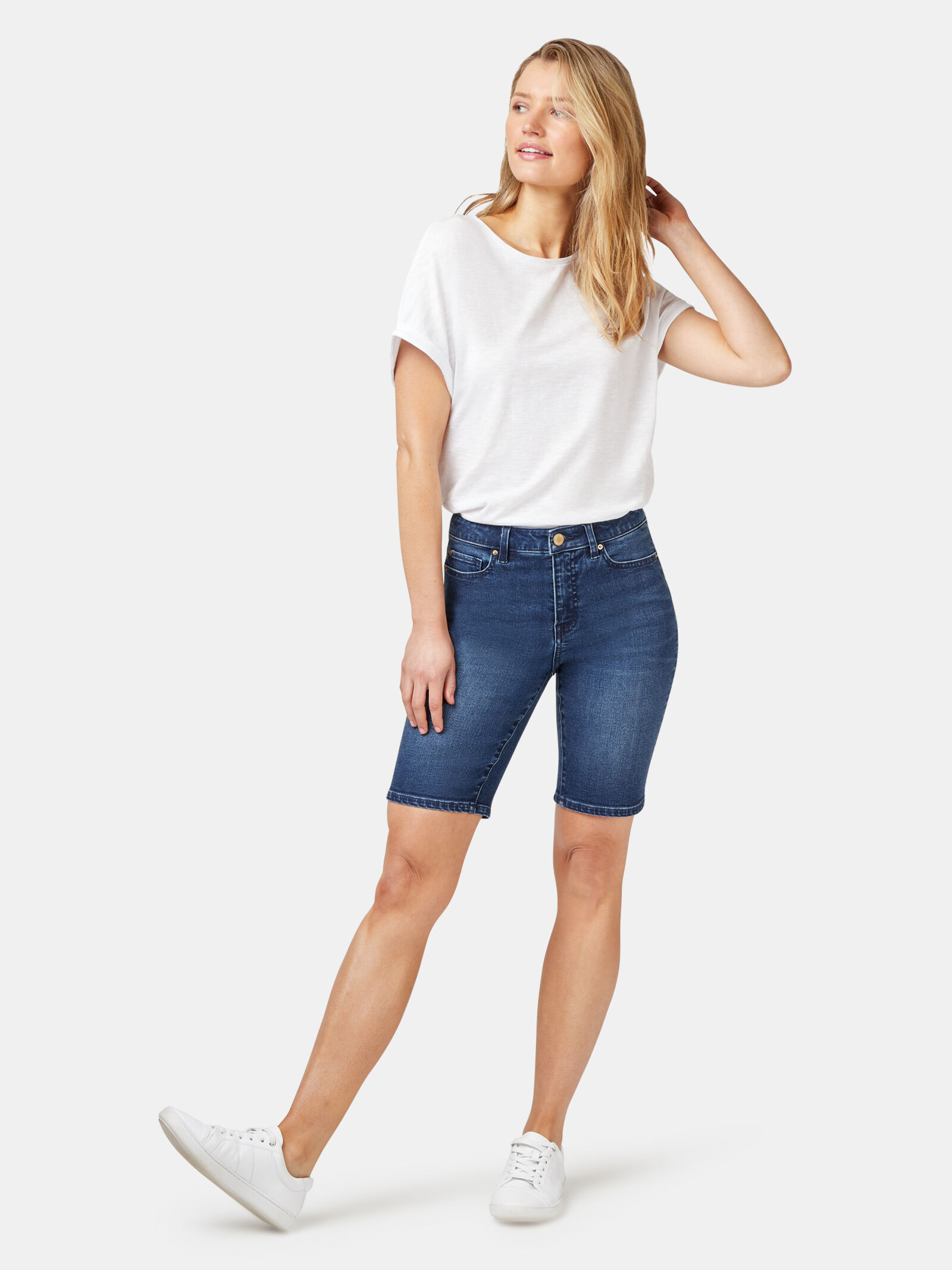 Womens knee length denim shorts australia cheap