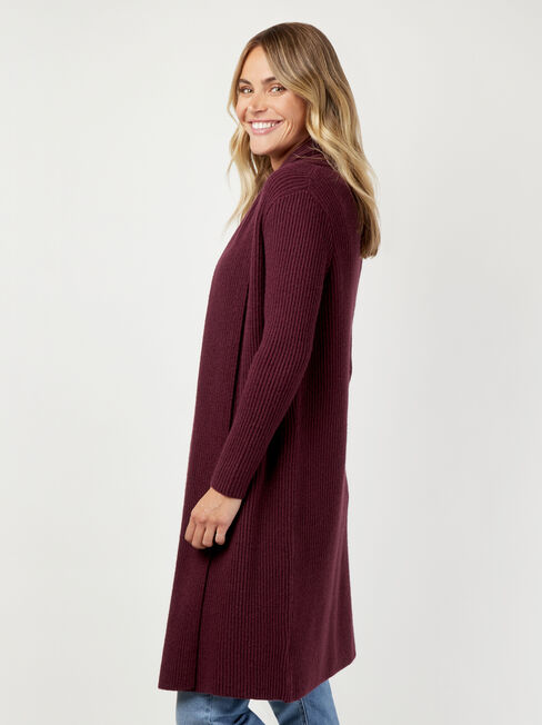 Hannah Ribbed Coatigan, Purple, hi-res
