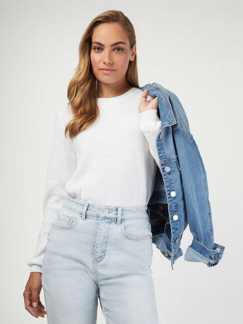 Ally Textured Knit, White, hi-res