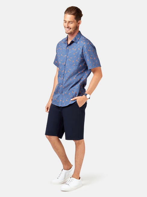 Finn Short Sleeve Print Shirt, Blue, hi-res