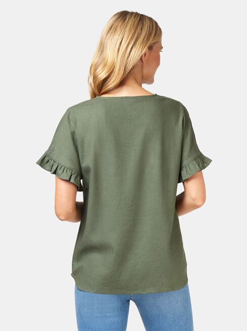 Fiona Ruffle Sleeve Top, Green, hi-res