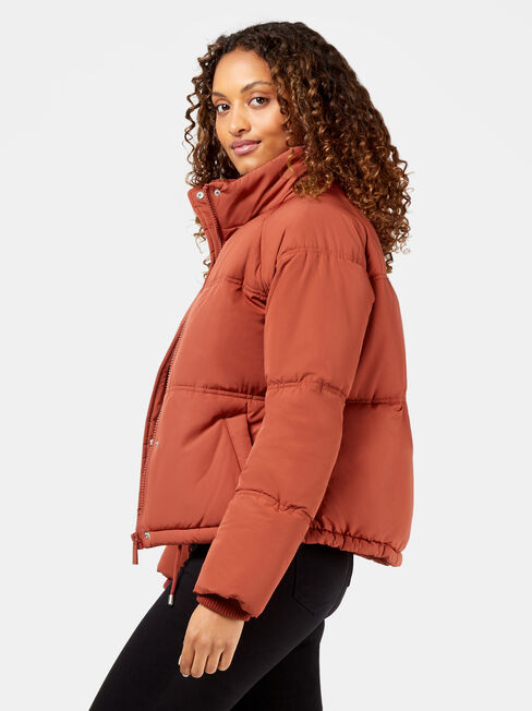 Mabel Short Puffer Jacket, Red, hi-res