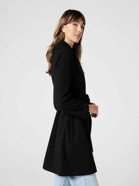 Willow Wool Blend Belted Jacket, Black, hi-res