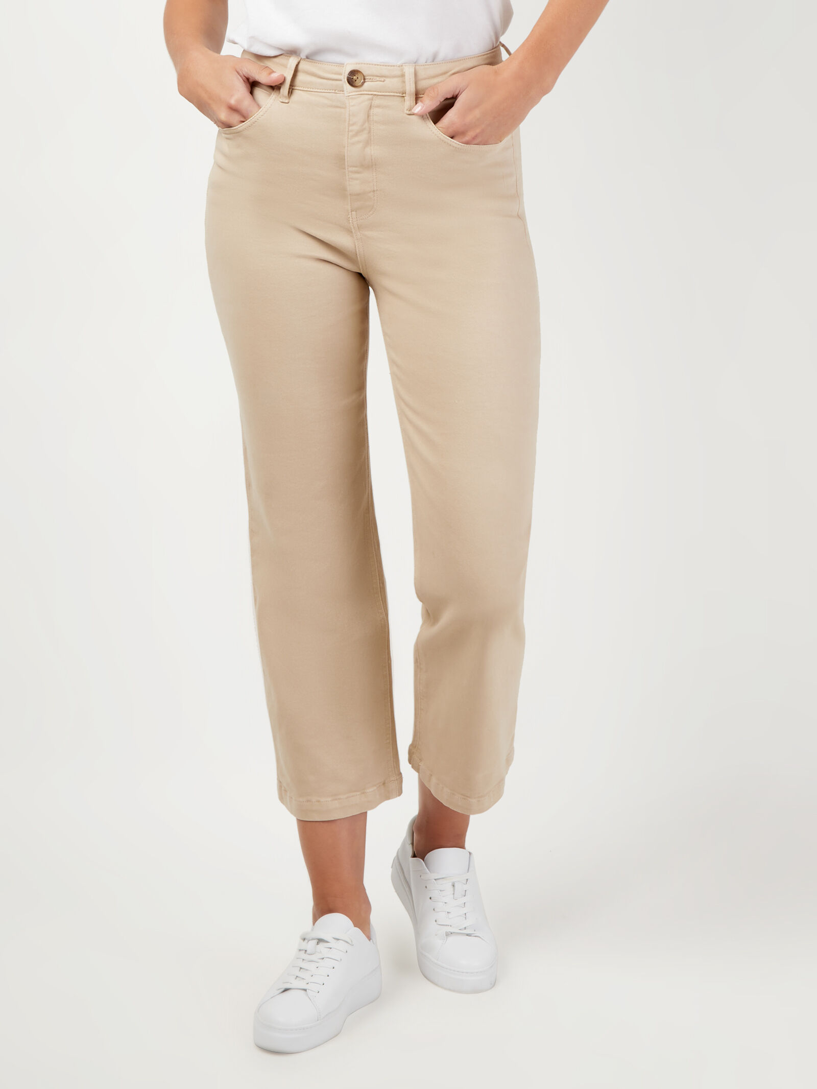 Khaki hot sale cropped jeans