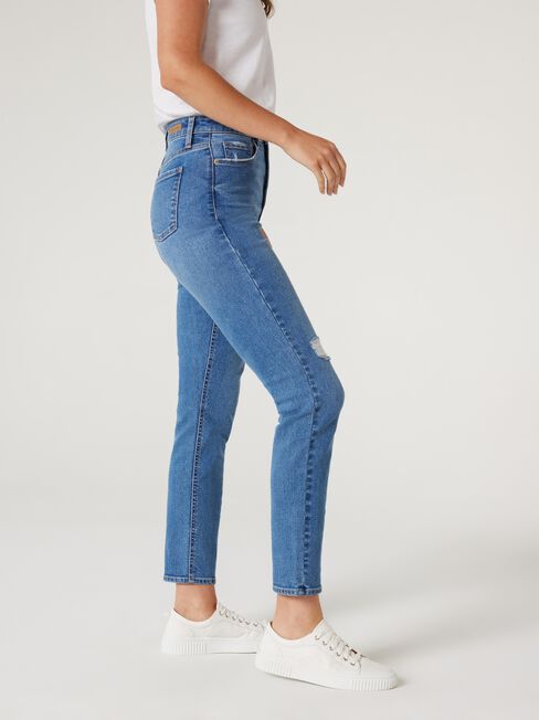 Sienna High Waisted Slim Straight Jeans, VintageWash, hi-res