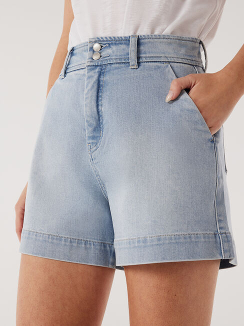 Georgia Tummy Trimmer Denim Short, Blue, hi-res