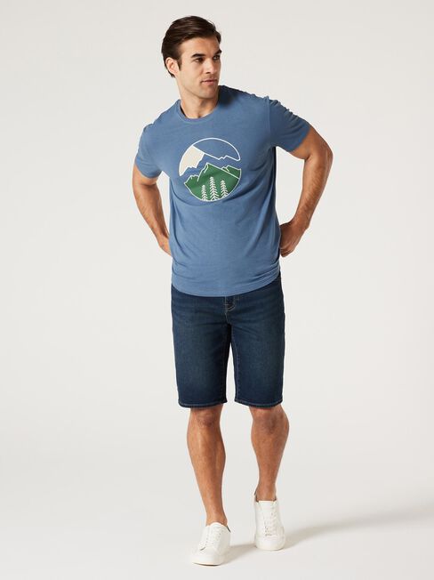 SS Perry Print Crew Tee, Dusty Blue, hi-res