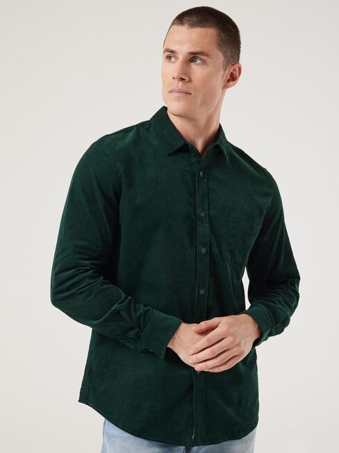 Jamie Corduroy Long Sleeve Shirt, Green, hi-res