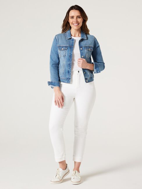 Brooke High Waisted Tapered Crop jeans, White, hi-res