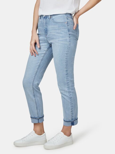 Brooke High Waisted Tapered Crop Faded Blue, Light Indigo, hi-res