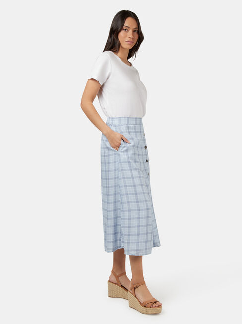 Daisy Side Button Skirt, Blue, hi-res