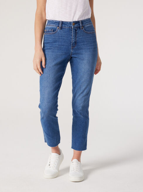 Izzy Mid Waisted slim Crop jeans, Dark Vintage, hi-res