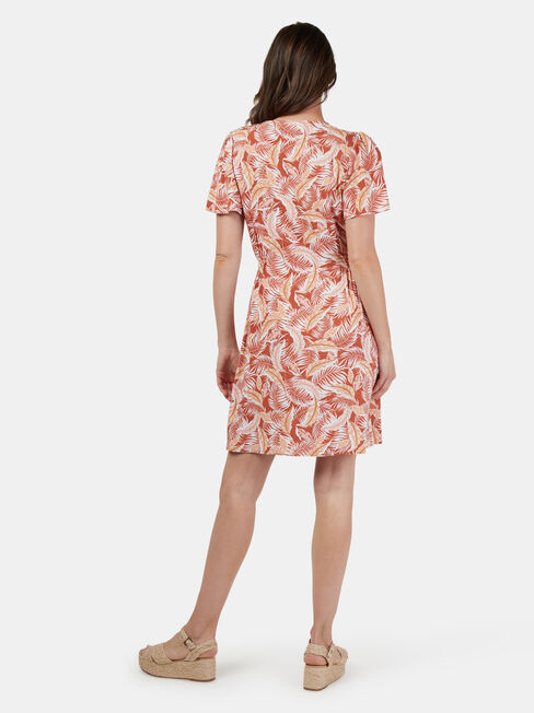 Bianca Button Through Dress, Red, hi-res