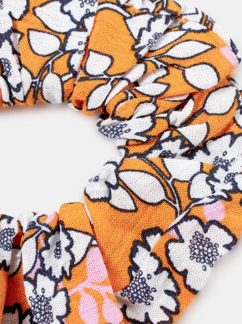 Flame Orange Ditzy  Scrunchie, Orange, hi-res