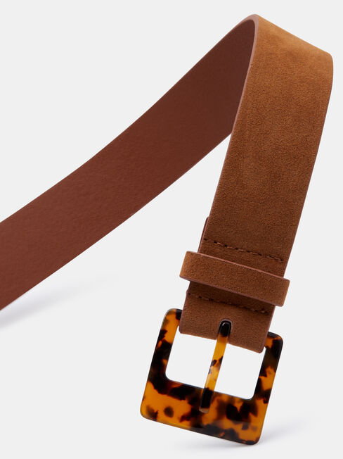 Eimear Square Buckle Belt, Brown, hi-res
