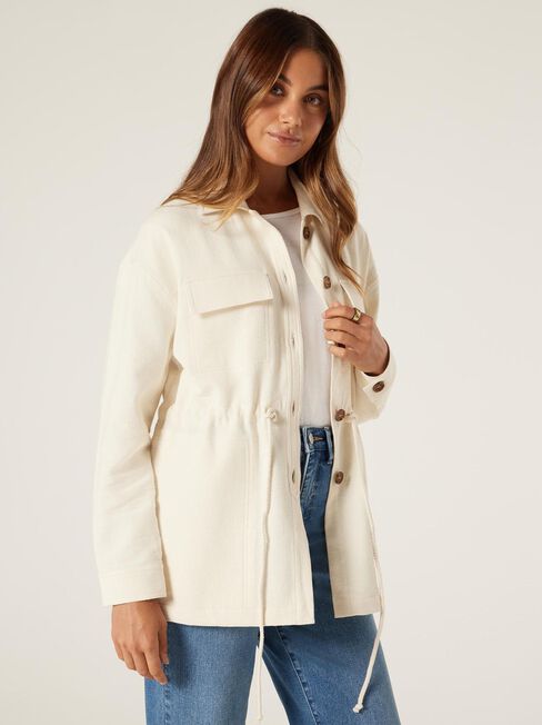 Steph Lightweight Shacket, Cream, hi-res