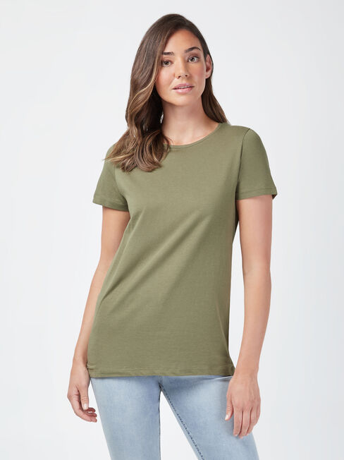 Curve Hem Crew Tee, Thyme, hi-res