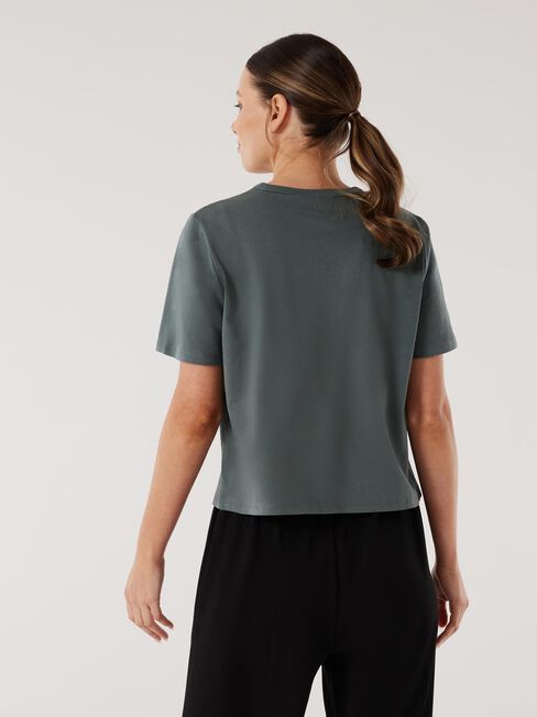 Essential Relaxed Crop Tee, Green, hi-res